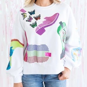 Queen of sparkles cowboy boot sweatshirt - small